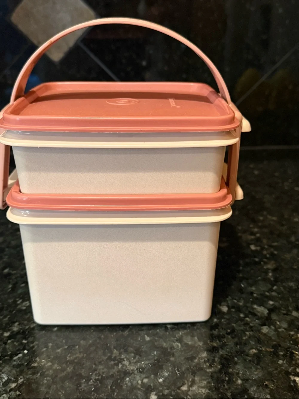 Tupperware Set - Lunch Goody Box Squares, Bowls Midget Southwestern Pink Vintage